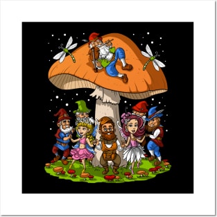 Mushroom Hippie Gnomes Posters and Art